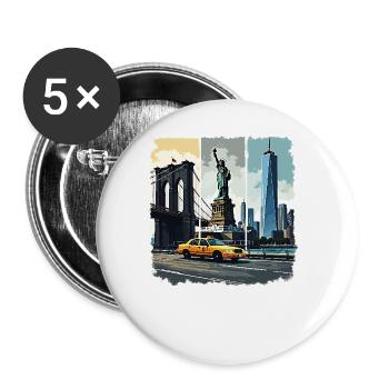 New York City Skyline Design – Urban Style Fashion - Buttons large 2.2''/56 mm (5-pack) - white - Front