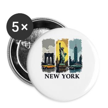 New York City Skyline Design – Urban Style Fashion - Buttons large 2.2''/56 mm (5-pack) - white - Front