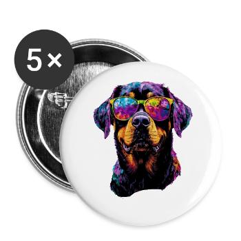Rottweiler Hunde Liebe Stolze Rottweiler Liebhaber - Buttons groß 56 mm (5er Pack) - Weiß - Vorne