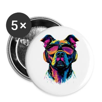 Pitbull Bulldog Pittie American Pitbull Terrier - Buttons large 2.2''/56 mm (5-pack) - white - Front