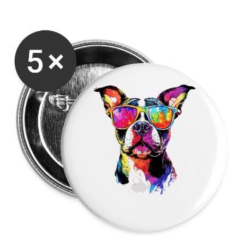 Pitbull Bulldog Pittie American Pitbull Terrier - Buttons large 2.2''/56 mm (5-pack) - white - Front