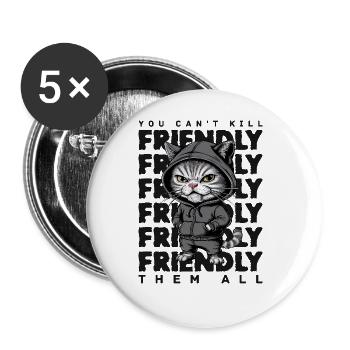 Genervte Katze Lustiges Katzen Spruch - Buttons groß 56 mm (5er Pack) - Weiß - Vorne