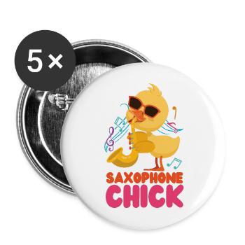 Saxophones Girl Chicken Saxophones - Buttons large 2.2''/56 mm (5-pack) - white - Front