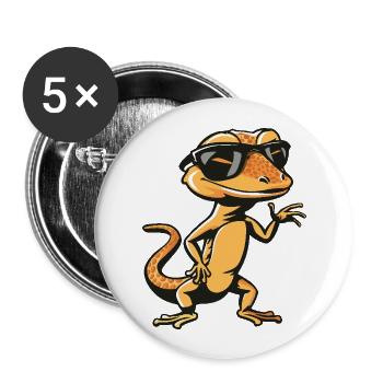 Echse Cool Comic - Buttons groß 56 mm (5er Pack) - Weiß - Vorne