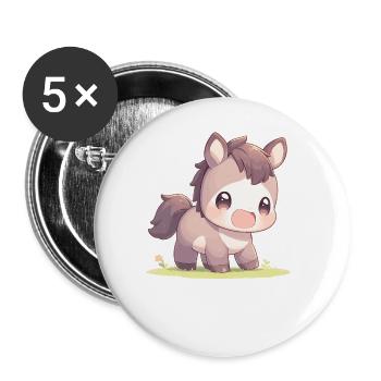 Chevaux Cheval - Lot de 5 grands badges (56 mm) - blanc - Devant