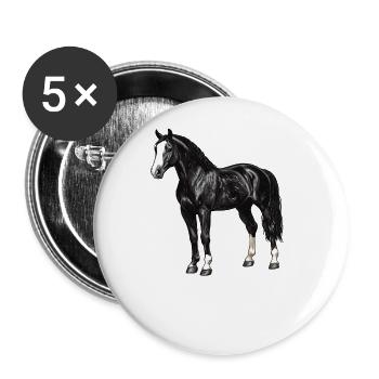 Chevaux Cheval - Lot de 5 grands badges (56 mm) - blanc - Devant