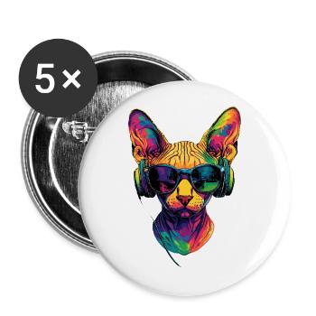 Savannah Katze Cat Mama Süße Serval Leopard Katzen - Buttons groß 56 mm (5er Pack) - Weiß - Vorne