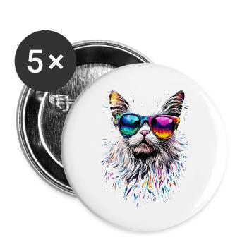 Chat Angora Blanc Chat Angora Chats Angora Mignons - Lot de 5 grands badges (56 mm) - blanc - Devant