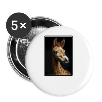 Chevaux Cheval - Lot de 5 grands badges (56 mm) - blanc - Devant