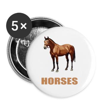 Pferde Pferd - Buttons groß 56 mm (5er Pack) - Weiß - Vorne