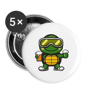 Bière d’après-ski Turtle - Lot de 5 grands badges (56 mm) - blanc - Devant
