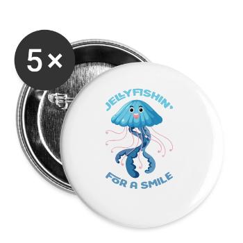 Quallen Für Ein Lächeln - Niedliches Quallendesign - Buttons groß 56 mm (5er Pack) - Weiß - Vorne