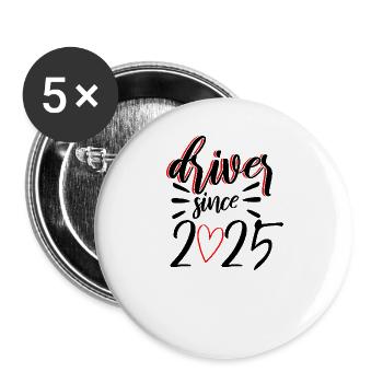 Permis de conduire 2025 Examen de conduite Examen du permis de conduire - Lot de 5 grands badges (56 mm) - blanc - Devant