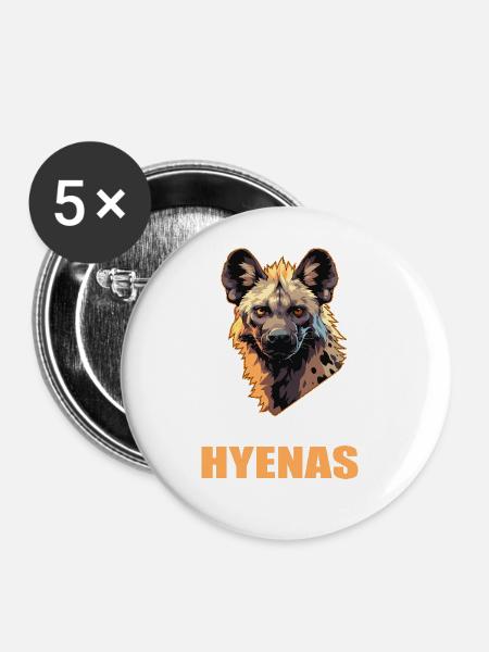 Hyänen Hyäne - Buttons groß 56 mm (5er Pack) - Weiß