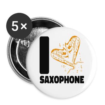 Saxophones Heart I Love Saxophones - Buttons large 2.2''/56 mm (5-pack) - white - Front