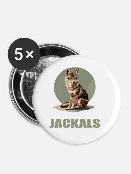 Schakale Schakal - Buttons groß 56 mm (5er Pack) - Weiß
