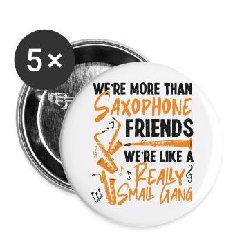 Saxophone Amis Meilleures amies Copains - Lot de 5 grands badges (56 mm) - blanc - Devant