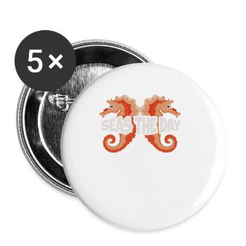 Meere Der Tag - Verspieltes Seahorse -Design - Buttons groß 56 mm (5er Pack) - Weiß - Vorne