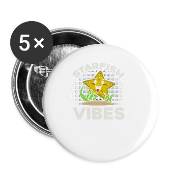 Starfish Vibes - Graphique joyeux étoile de mer - Lot de 5 grands badges (56 mm) - blanc - Devant
