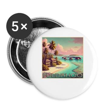 Fuldahoo Malediven Überwasser-Bungalows Retro - Buttons groß 56 mm (5er Pack) - Weiß - Vorne