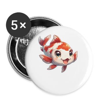 Koi Koi Carpe - Lot de 5 grands badges (56 mm) - blanc - Devant