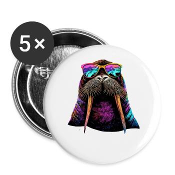 Walrus, tusks, seal, wild Pacific walruses - Buttons large 2.2''/56 mm (5-pack) - white - Front