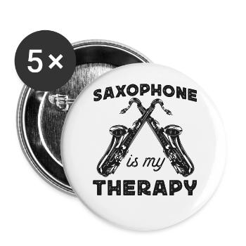Saxophone Saxophone Is My Therapy - Buttons large 2.2''/56 mm (5-pack) - white - Front