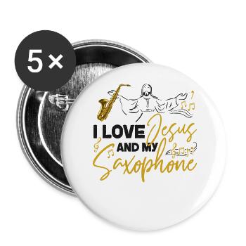 Saxophones Jésus Foi Chrétien I - Lot de 5 grands badges (56 mm) - blanc - Devant