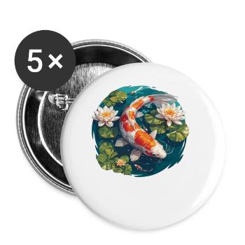 Koi Koi Carpe - Lot de 5 grands badges (56 mm) - blanc - Devant