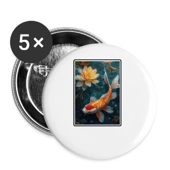Koi Koi Carpe - Lot de 5 grands badges (56 mm) - blanc - Devant