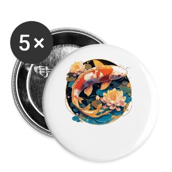 Koi Koi Carpe - Lot de 5 grands badges (56 mm) - blanc - Devant