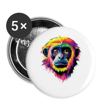 Gibbon Affe Weißhandgibbon Monkey Süße Lar Gibbons - Buttons groß 56 mm (5er Pack) - Weiß - Vorne
