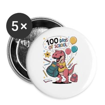 100th Day Of School 100 Day Of School Kids - Buttons large 2.2''/56 mm (5-pack) - white - Front