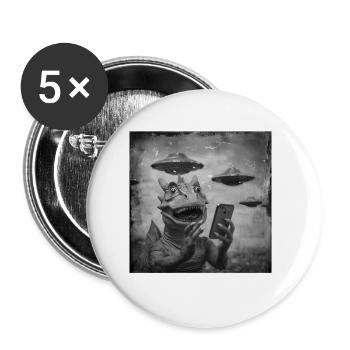 Dragon Selfie with UFO Weird 50s Photo 3 - Buttons groß 56 mm (5er Pack) - Weiß - Vorne