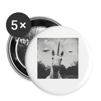 Unicorn Selfie with UFO Weird 50s Photo - Buttons groß 56 mm (5er Pack) - Weiß - Vorne