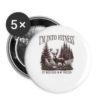 Ich stehe auf Fitness-Hirsch-in-My-Freezer-Männerj - Buttons groß 56 mm (5er Pack) - Weiß - Vorne