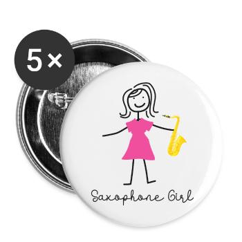 Saxophone Saxophone Girl - Buttons large 2.2''/56 mm (5-pack) - white - Front
