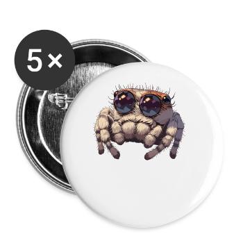 Jumping Spider Springspinnen Springspinne - Buttons groß 56 mm (5er Pack) - Weiß - Vorne