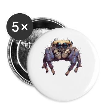 Jumping Spider Springspinnen Springspinne - Buttons groß 56 mm (5er Pack) - Weiß - Vorne