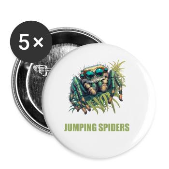 Jumping Spider Springspinnen Springspinne - Buttons groß 56 mm (5er Pack) - Weiß - Vorne