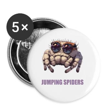 Jumping Spider Springspinnen Springspinne - Buttons groß 56 mm (5er Pack) - Weiß - Vorne