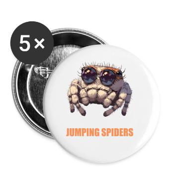Jumping Spider Springspinnen Springspinne - Buttons groß 56 mm (5er Pack) - Weiß - Vorne