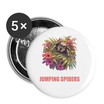 Jumping Spider Springspinnen Springspinne - Buttons groß 56 mm (5er Pack) - Weiß - Vorne