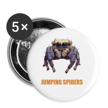Jumping Spider Springspinnen Springspinne - Buttons groß 56 mm (5er Pack) - Weiß - Vorne