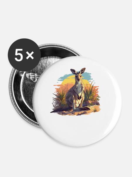 Kängurus Känguru - Buttons groß 56 mm (5er Pack) - Weiß