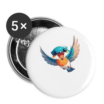 Martin-pêcheur Martin-pêcheur - Lot de 5 grands badges (56 mm) - blanc - Devant