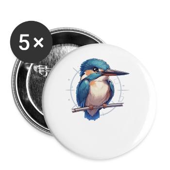 Martin-pêcheur Martin-pêcheur - Lot de 5 grands badges (56 mm) - blanc - Devant