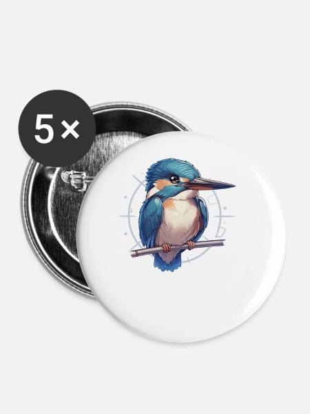 Eisvögel Eisvogel - Buttons groß 56 mm (5er Pack) - Weiß