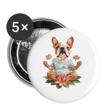 Bulldogge - Buttons groß 56 mm (5er Pack) - Weiß - Vorne