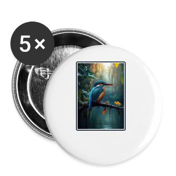 Martin-pêcheur Martin-pêcheur - Lot de 5 grands badges (56 mm) - blanc - Devant